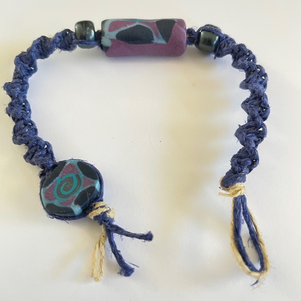 Handmade Blue and Purple Beaded Bracelet Unisex